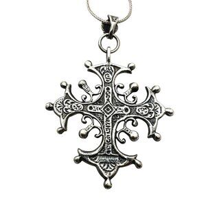 Vintage Guglielmo Cini Italian Sterling Silver Maltese Cross 15" Necklace